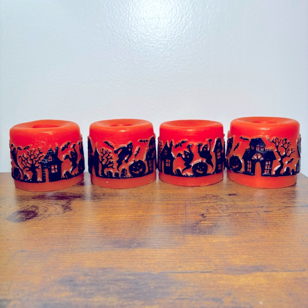 Halloween Candles with Haunted Houses Scene & wrapped around